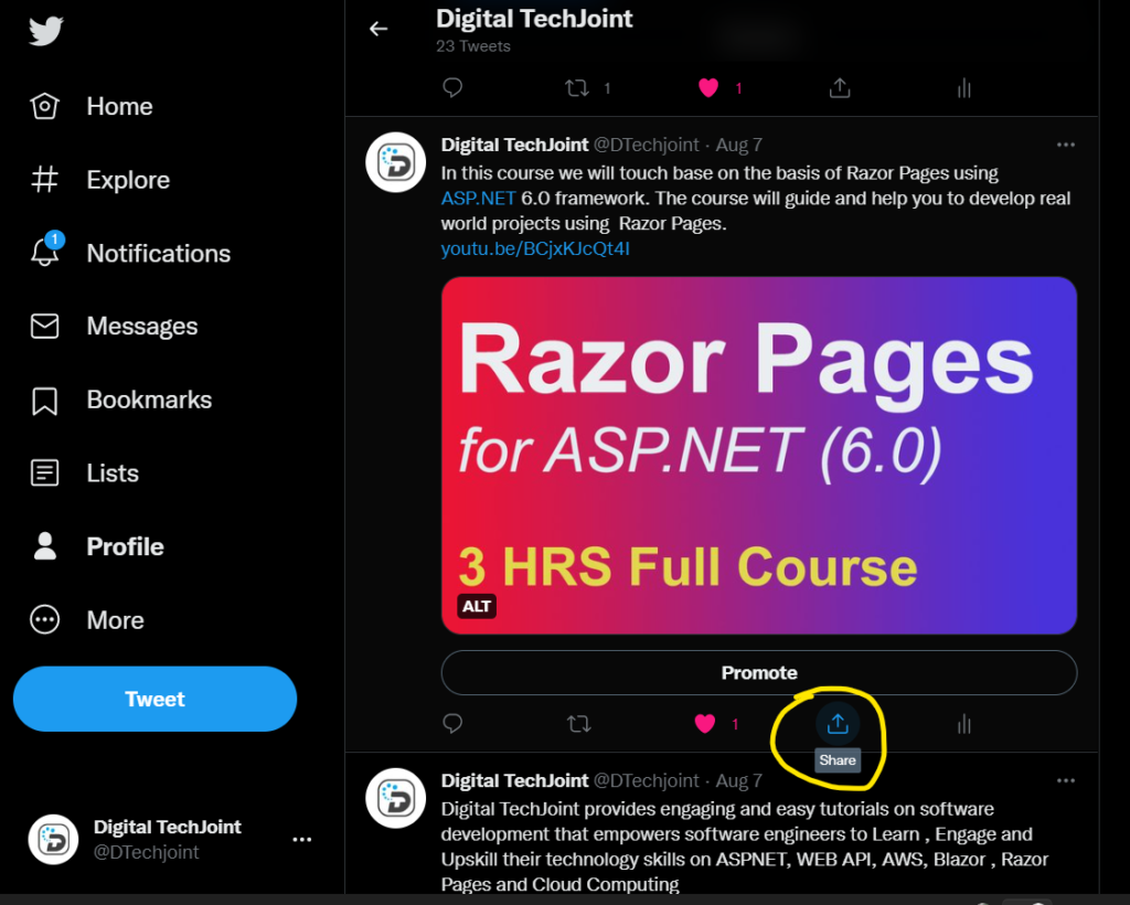Twitter Share Option